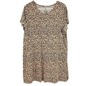Secret Treasures Leopard Print Short Sleeve Nightshirt - Tan & Black